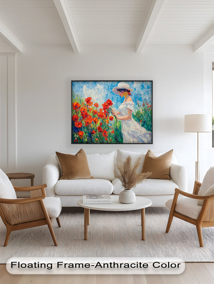 Lady Among Poppies – Impressionist Garden Stroll Oil Painting