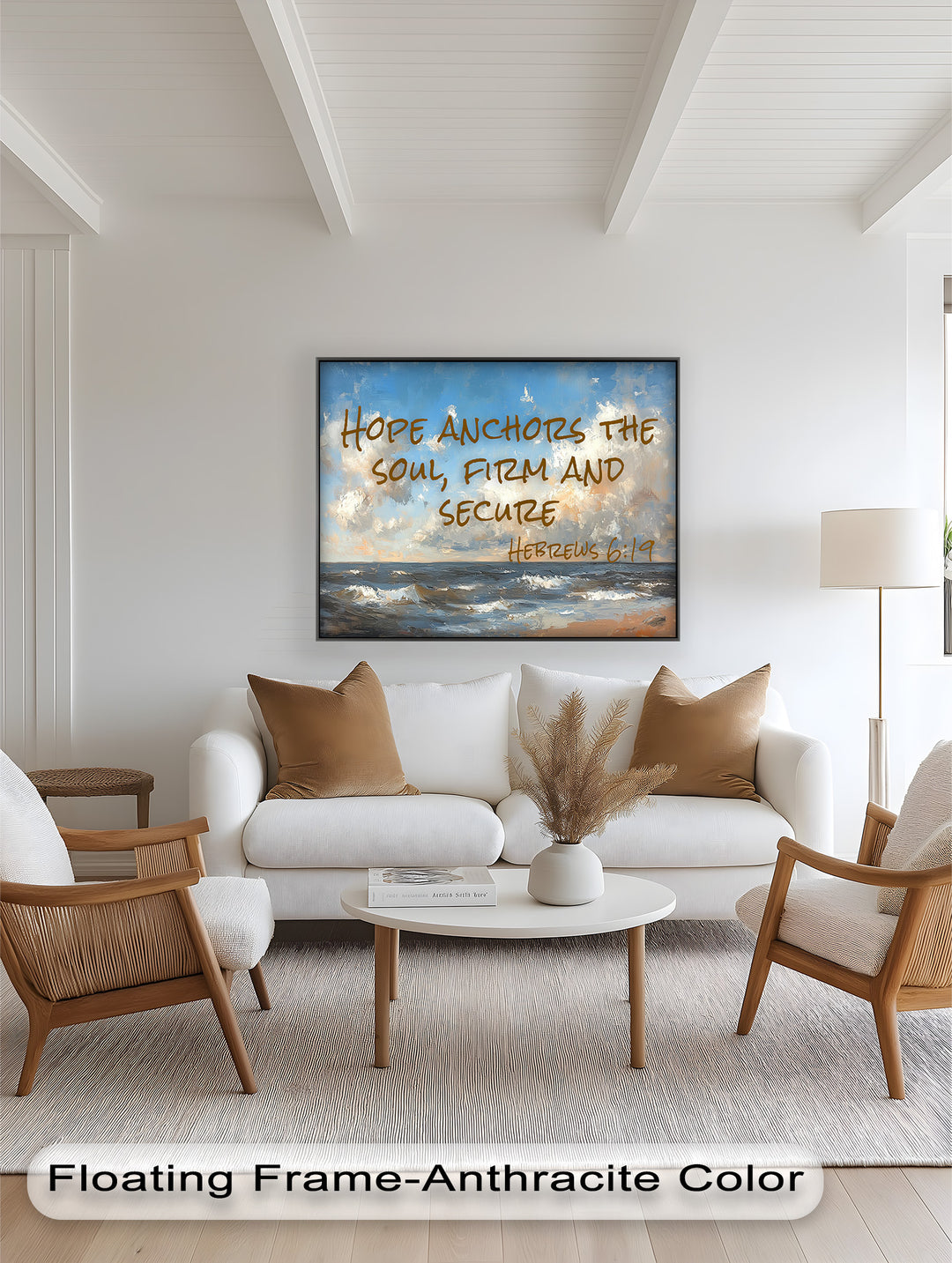 Hebrews 6:19 Bible Verse Oil Painting – Anchor of Hope Wall Art
