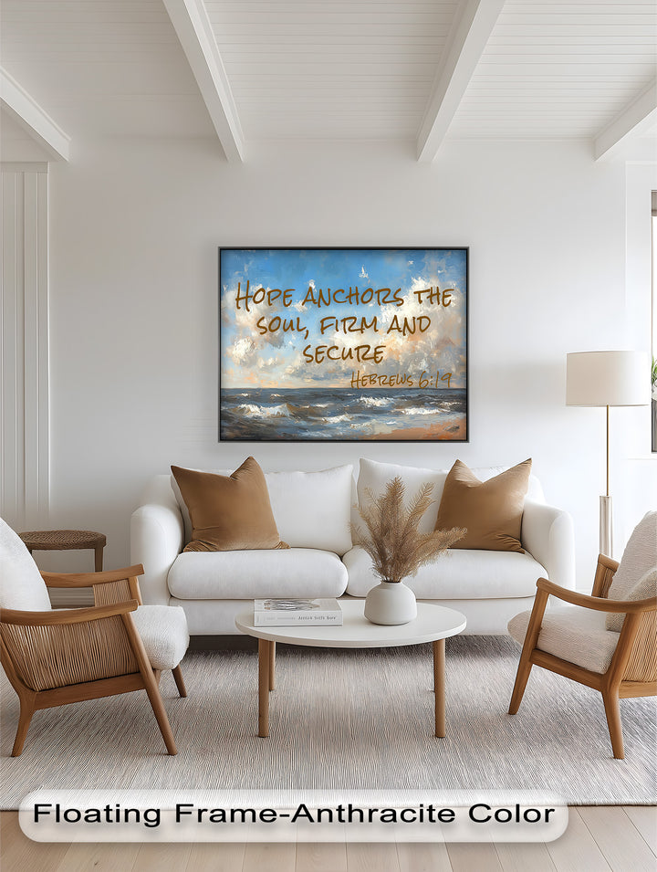 Hebrews 6:19 Bible Verse Oil Painting – Anchor of Hope Wall Art