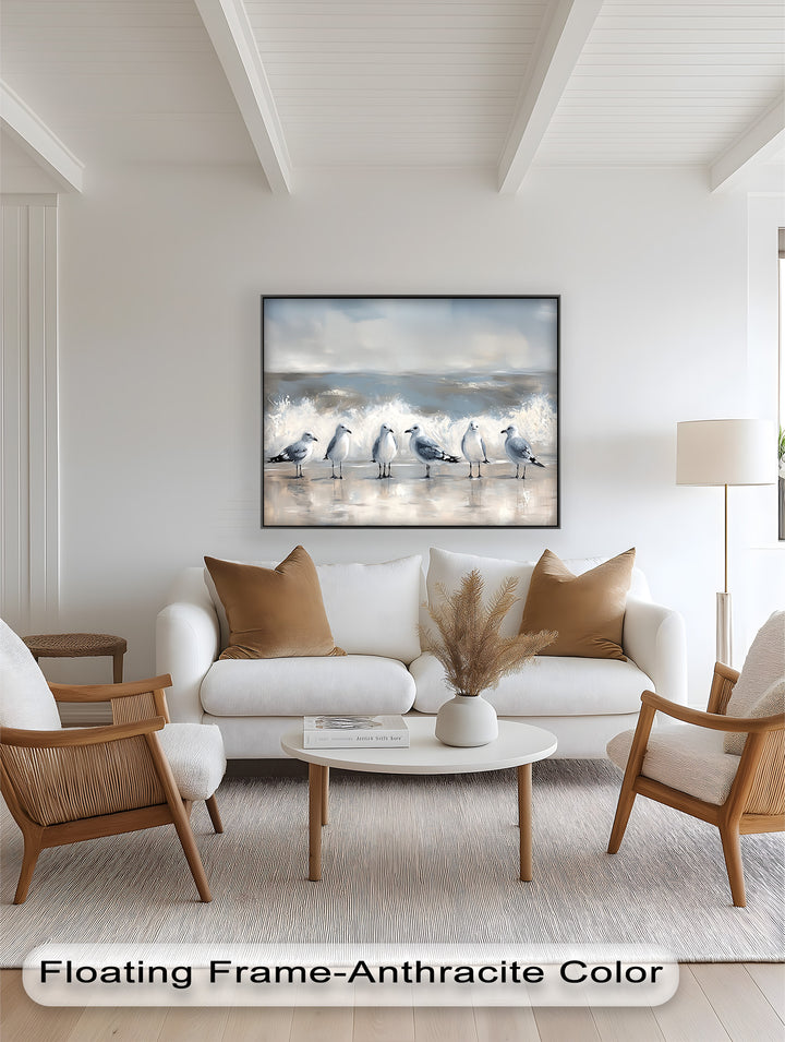 Seagulls and Surf – Bird Oil Painting
