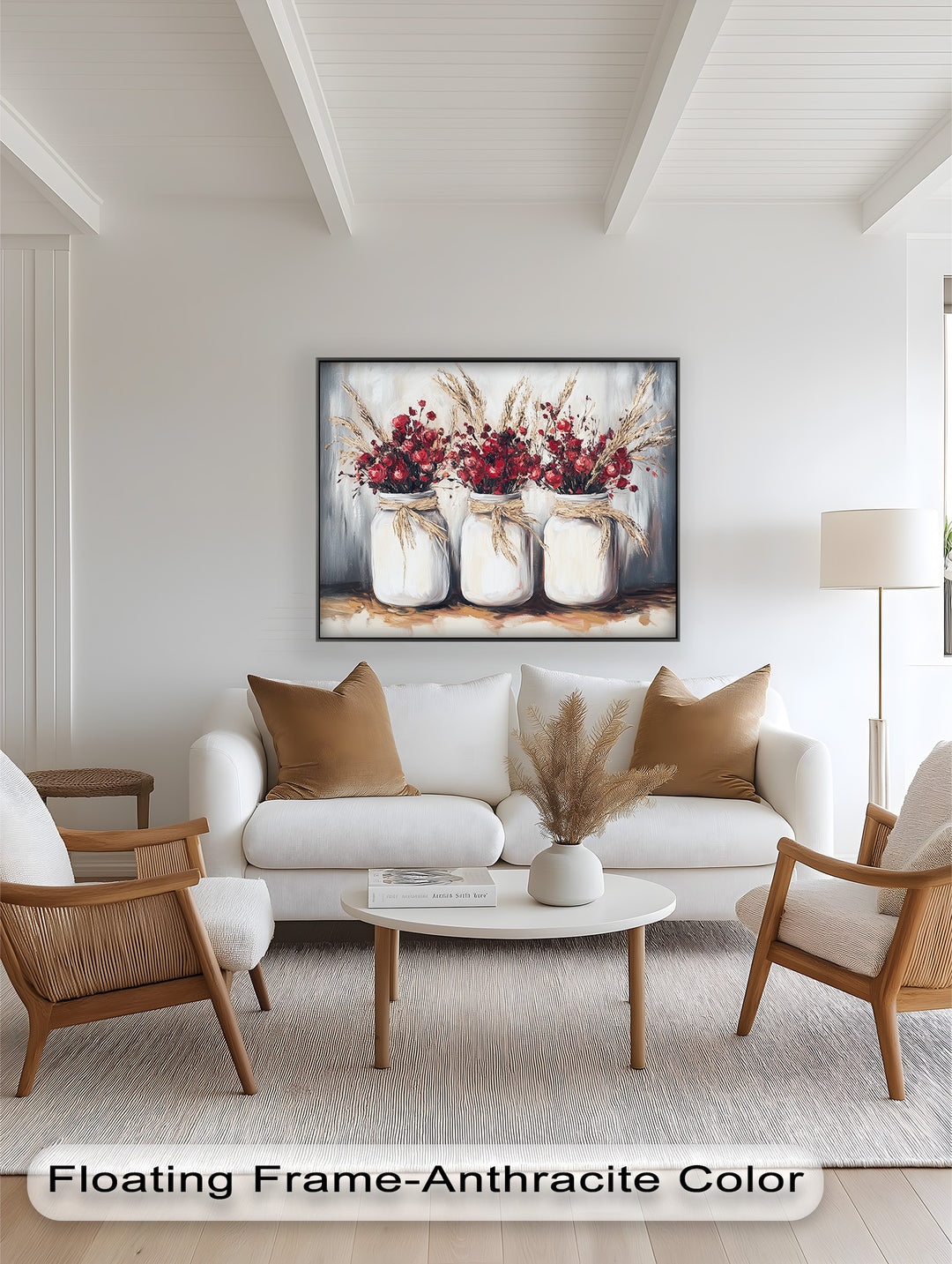 Jar Trio – Red Floral Oil Painting