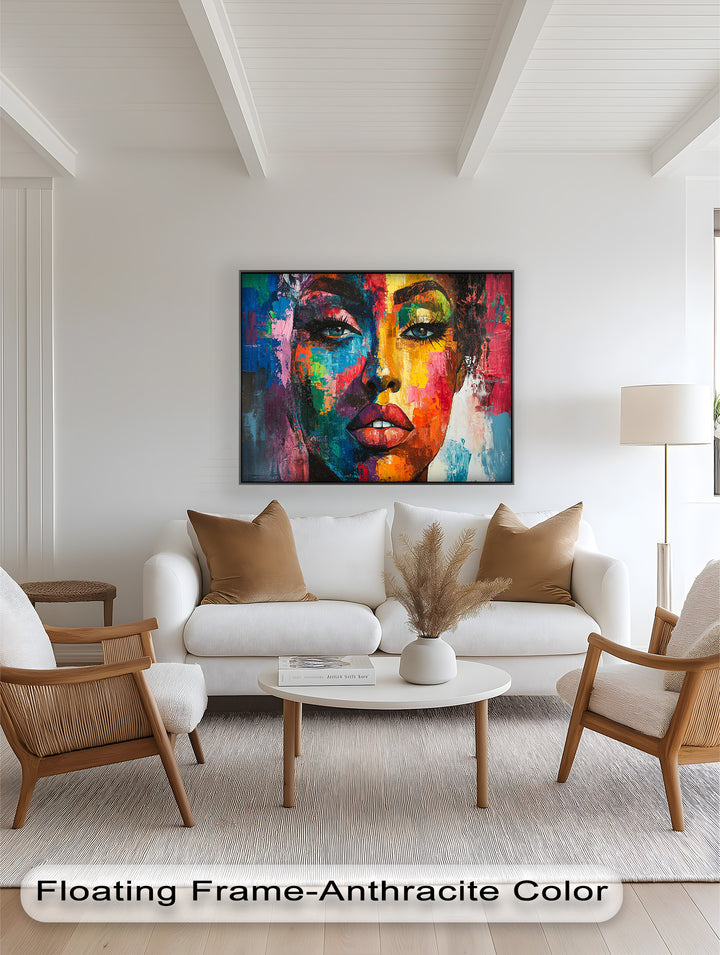 Color Reign – Vibrant Female Portrait Abstract Oil Painting
