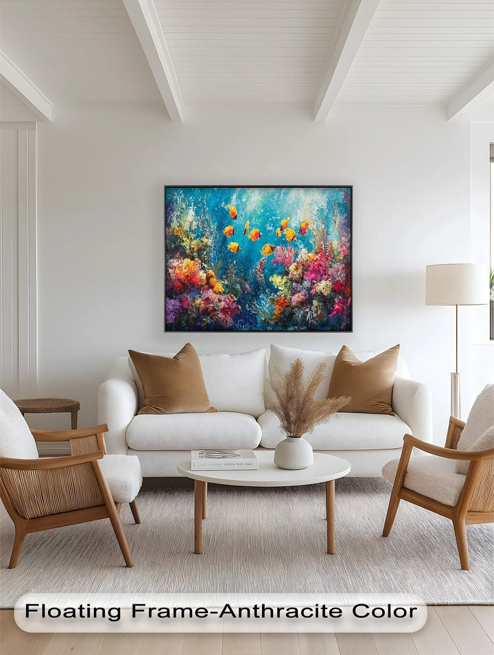 Golden Fish Among Coral Blooms – Animal Oil Painting - MyPhotoStation