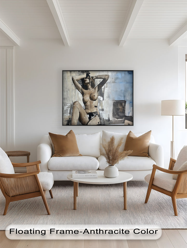 Urban Solitude – Contemporary Nude Oil Painting in Monochrome Hues