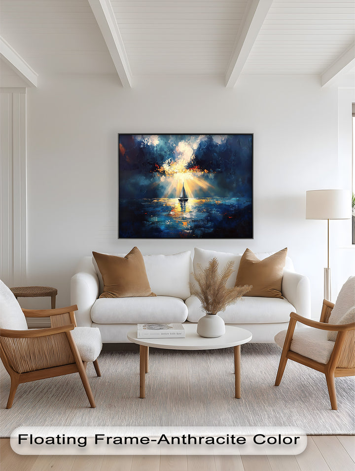 Radiant Horizon – Sailboat at Sunset Oil Painting