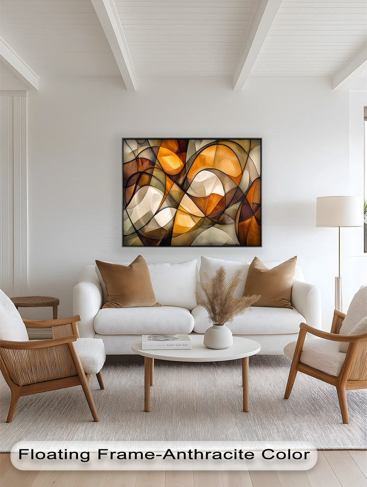 Golden Flow – Geometrisches Ölgemälde