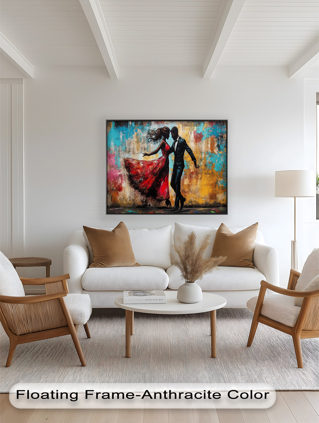 Whirl of Passion – Dancing Lovers in Red Love Oil Painting