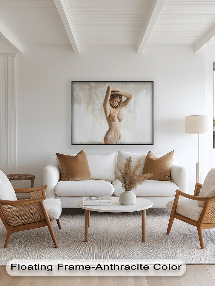 Still Grace – Serene Nude in Soft Neutral Oil Painting