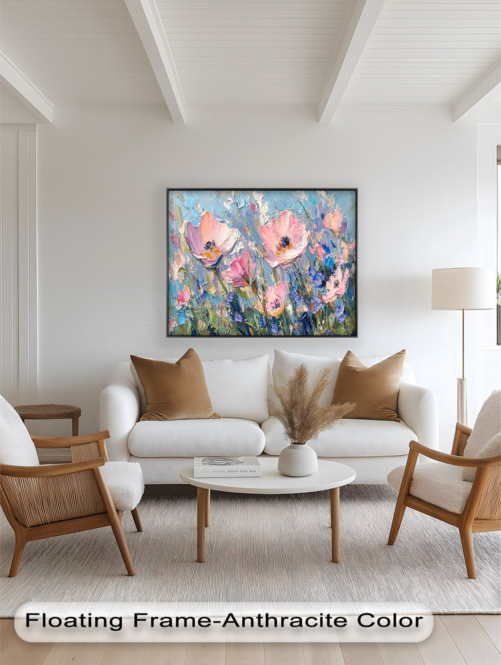 Pink and Violet Wildflower Bloom - Flower Oil Painting