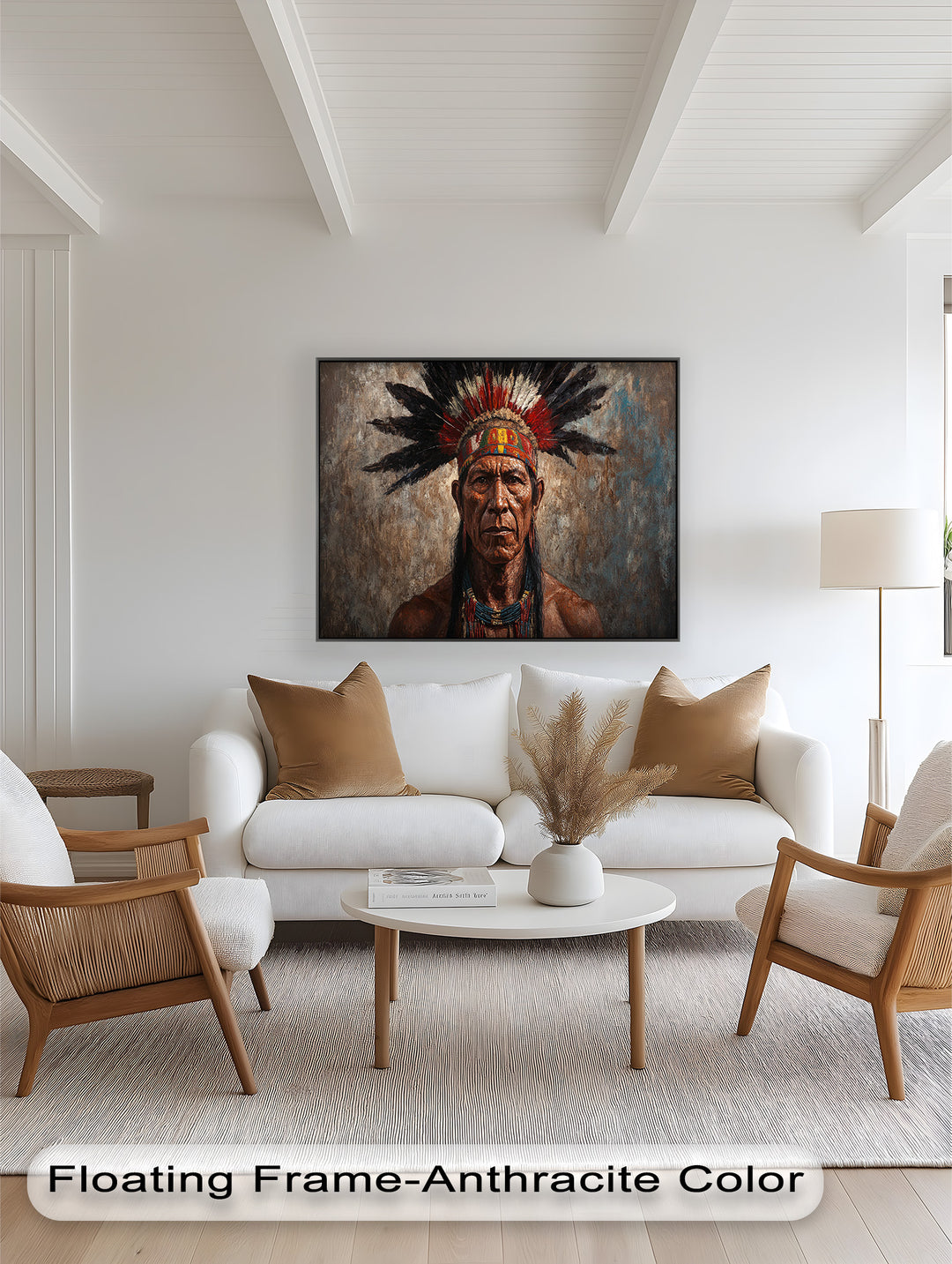 Echo of the Ancestors – Native Warrior Portrait Oil Painting