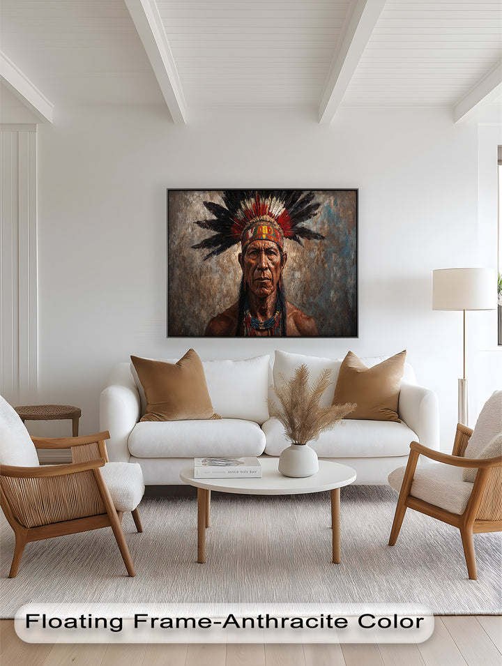 Echo of the Ancestors – Native Warrior Portrait Oil Painting