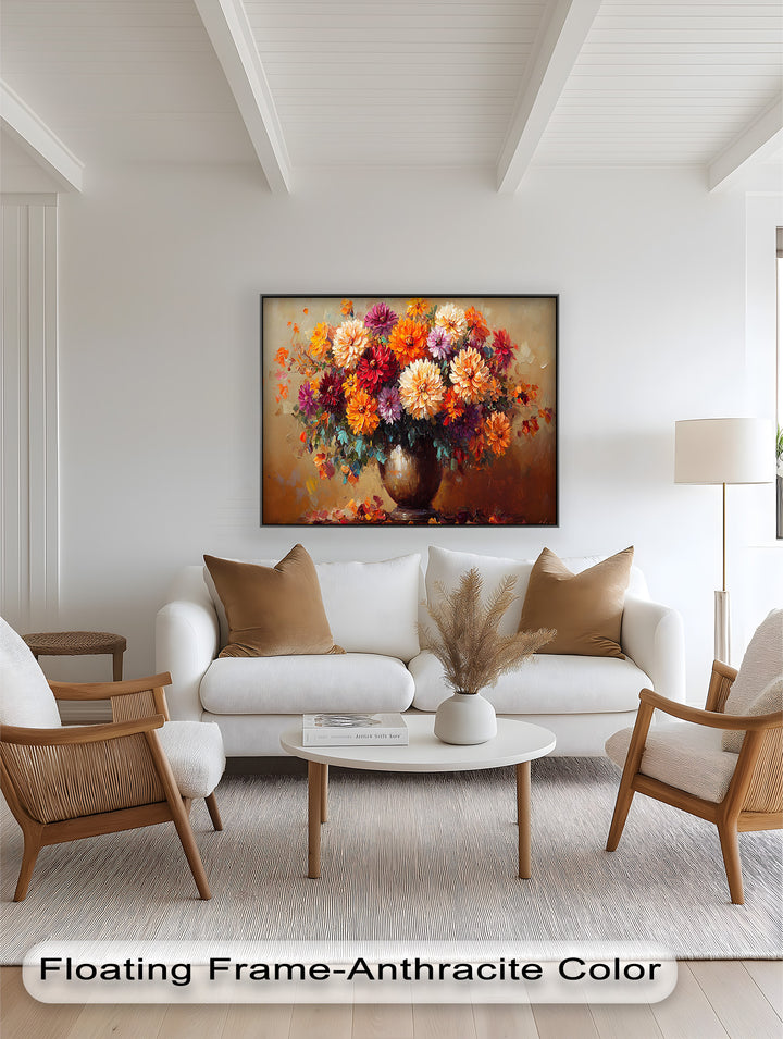 Dahlia Bouquet Wall Art – Still Life Oil Paintings