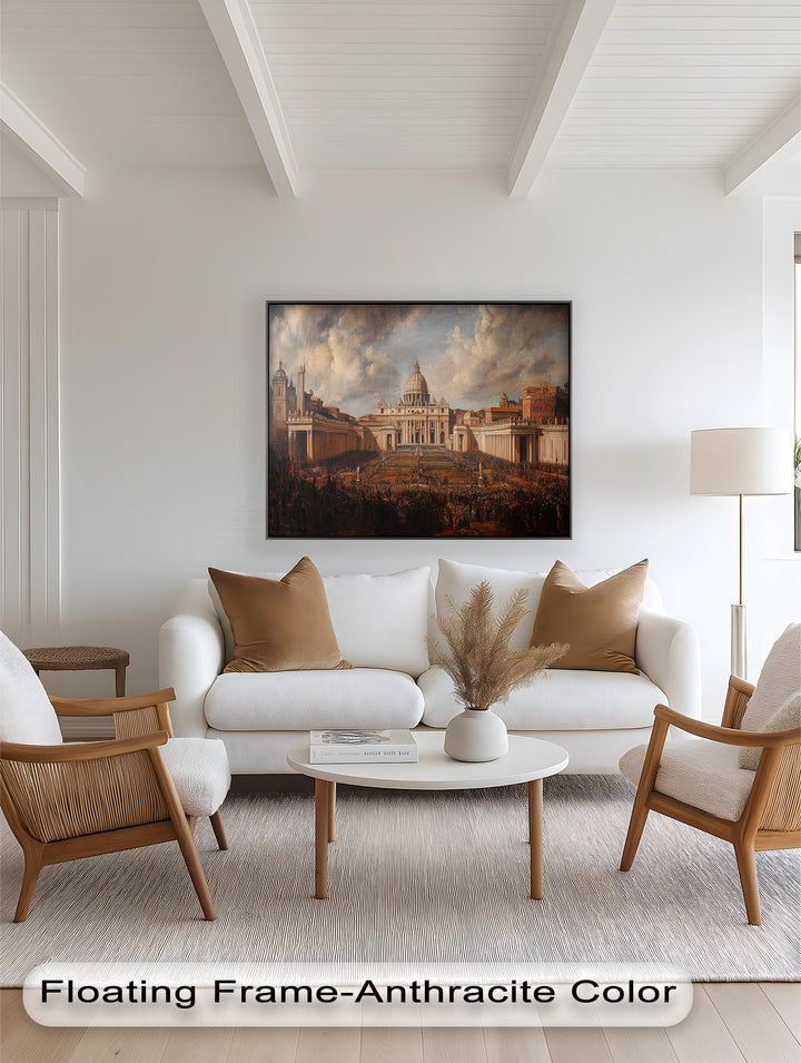 Prozession im Petersdom – Ölgemälde mit großartiger klassischer Architektur