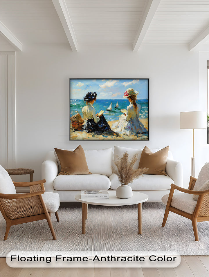 Seaside Serenity with Sailboats – Impressionist Oil Painting