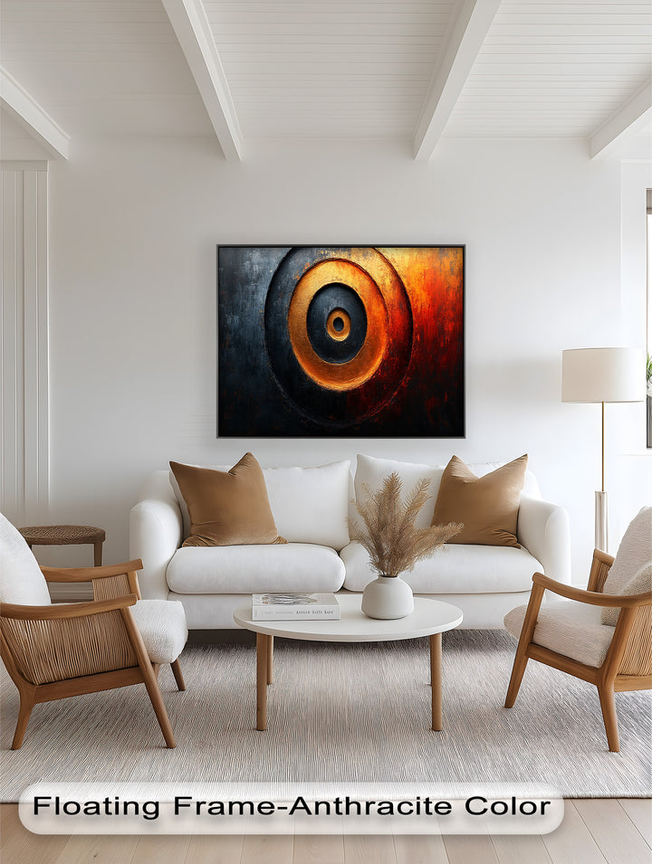 Abstrakte Goldkreis-Holzkunst - Modernes Ölgemälde
