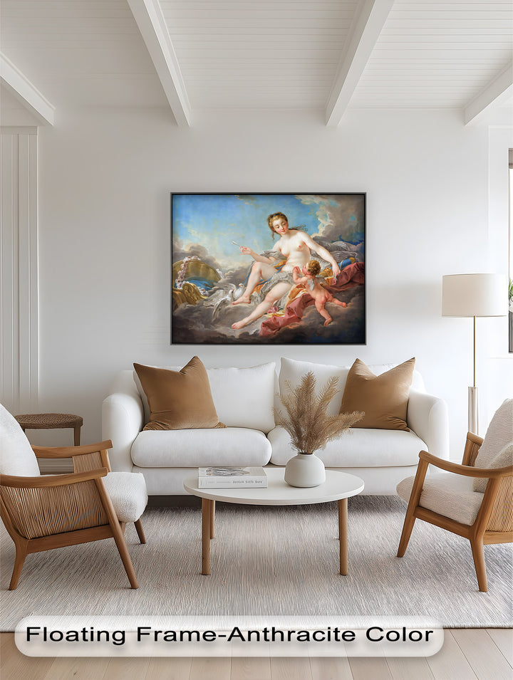 Venus und Amor in den Wolken – Rokoko-Ölgemälde