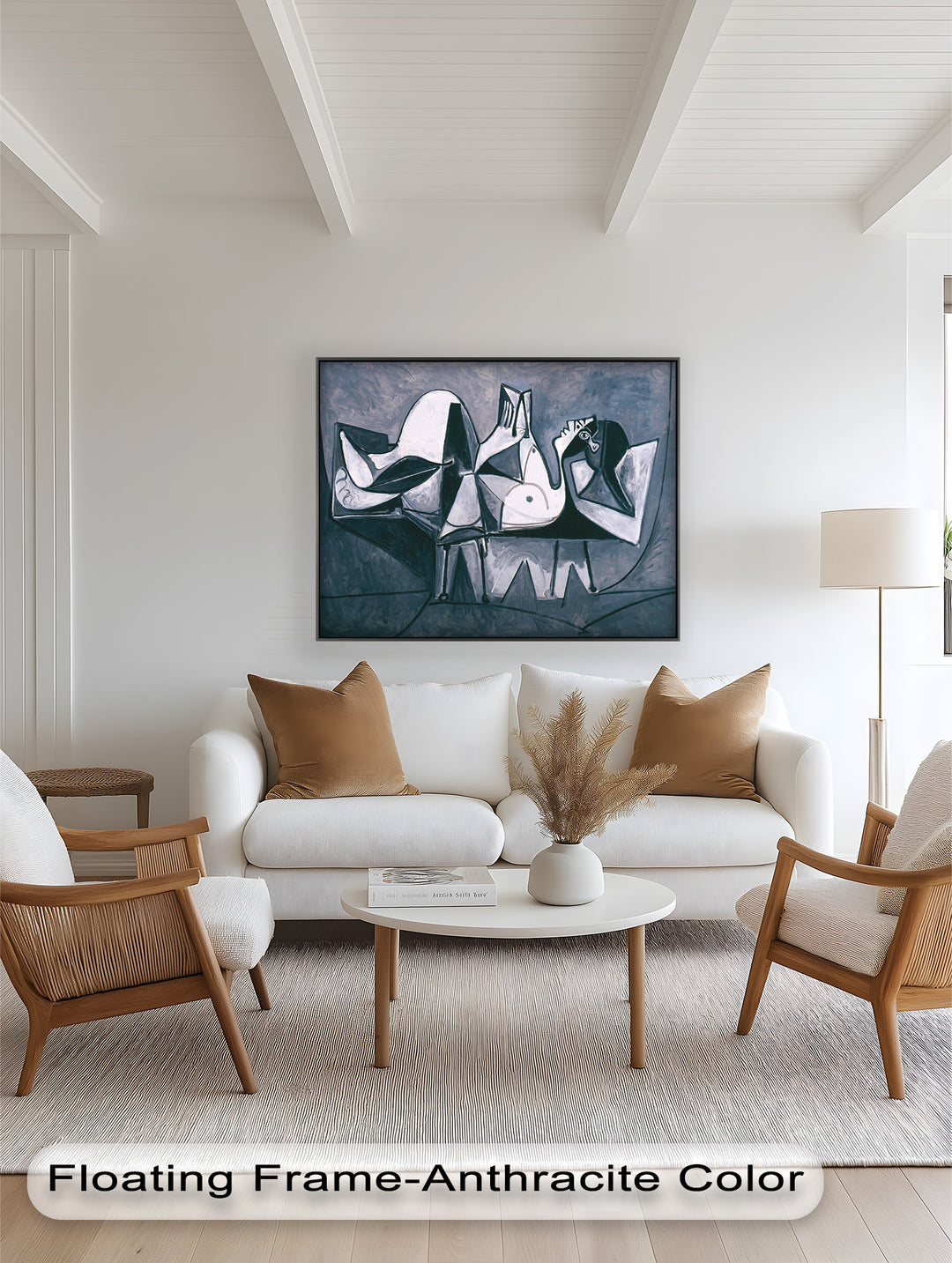 Geometry of Stillness – Monochrome Reclining Picasso Oil Painting
