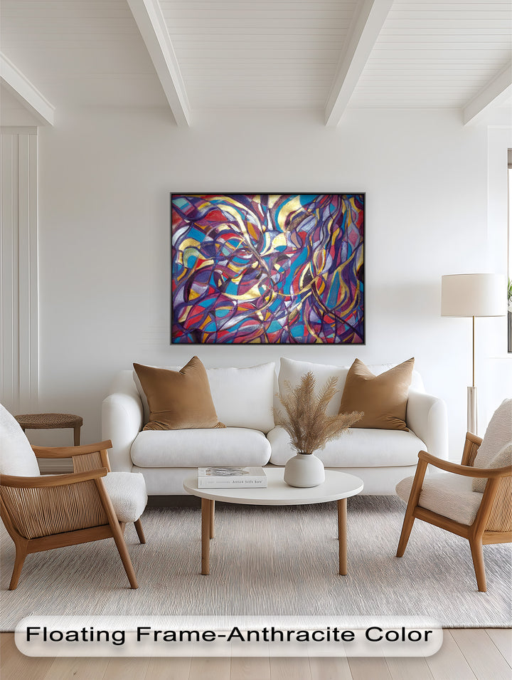 Farbenfrohe fließende Komposition – Abstraktes expressionistisches Ölgemälde