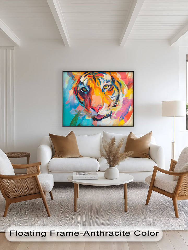 Fauvistischer, wilder Blick – Ölgemälde mit Tigerporträt