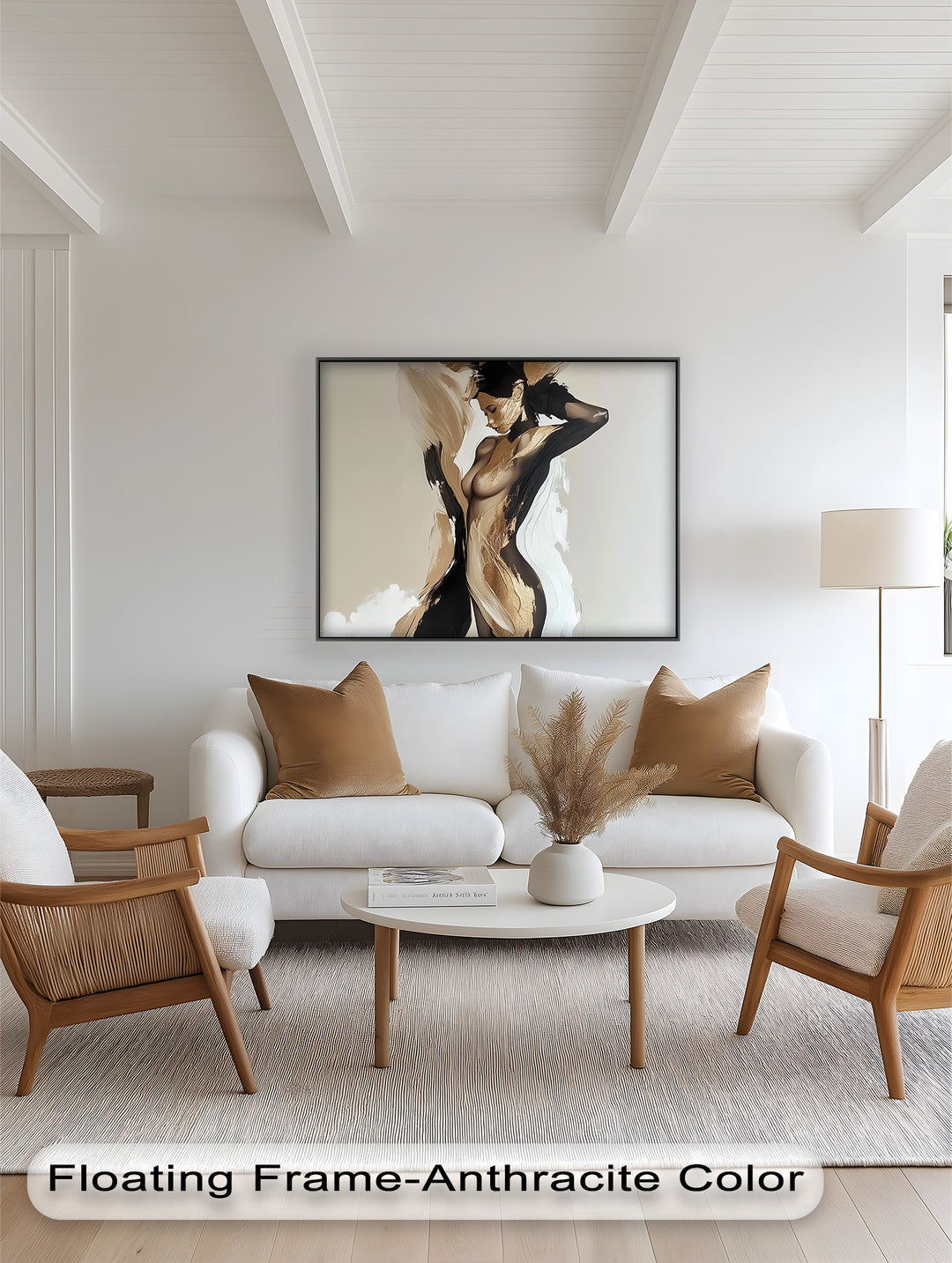 Golden Silence – Abstract Female Figure Oil Painting