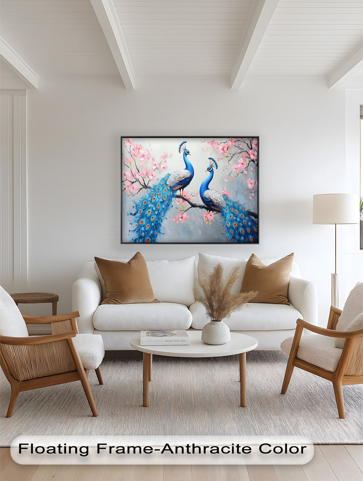 Peacocks Among Cherry Blossoms – Animal Oil Painting