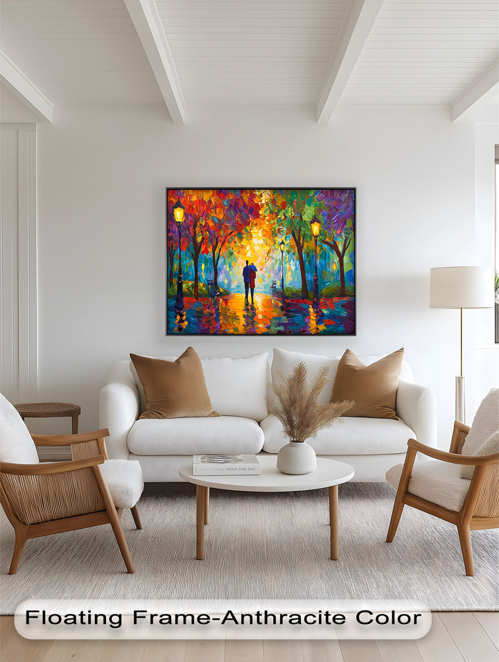 Autumn Radiance – Lovers Under the Colorful Canopy Love Oil Painting