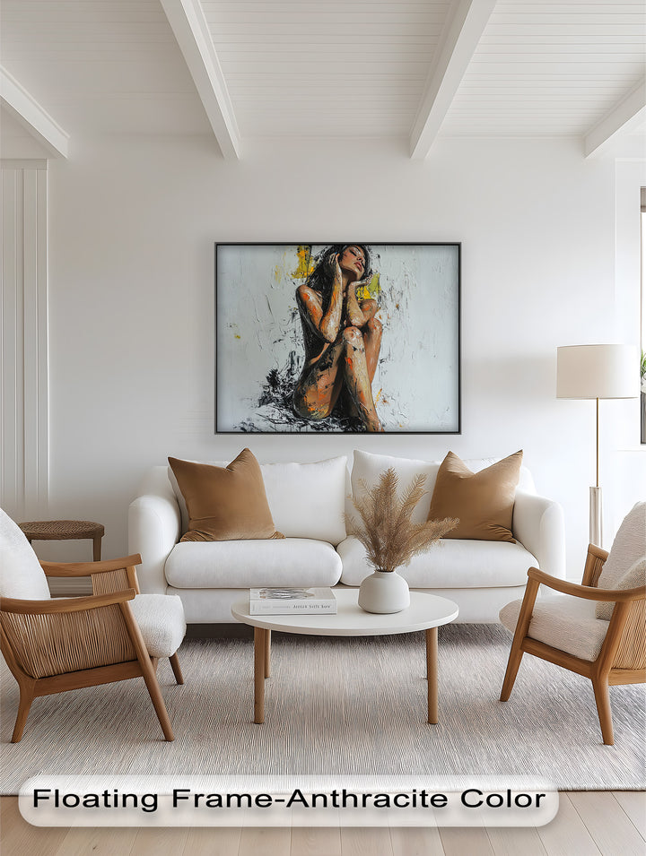 Poise in Silence – Textured Nude Figure Oil Painting
