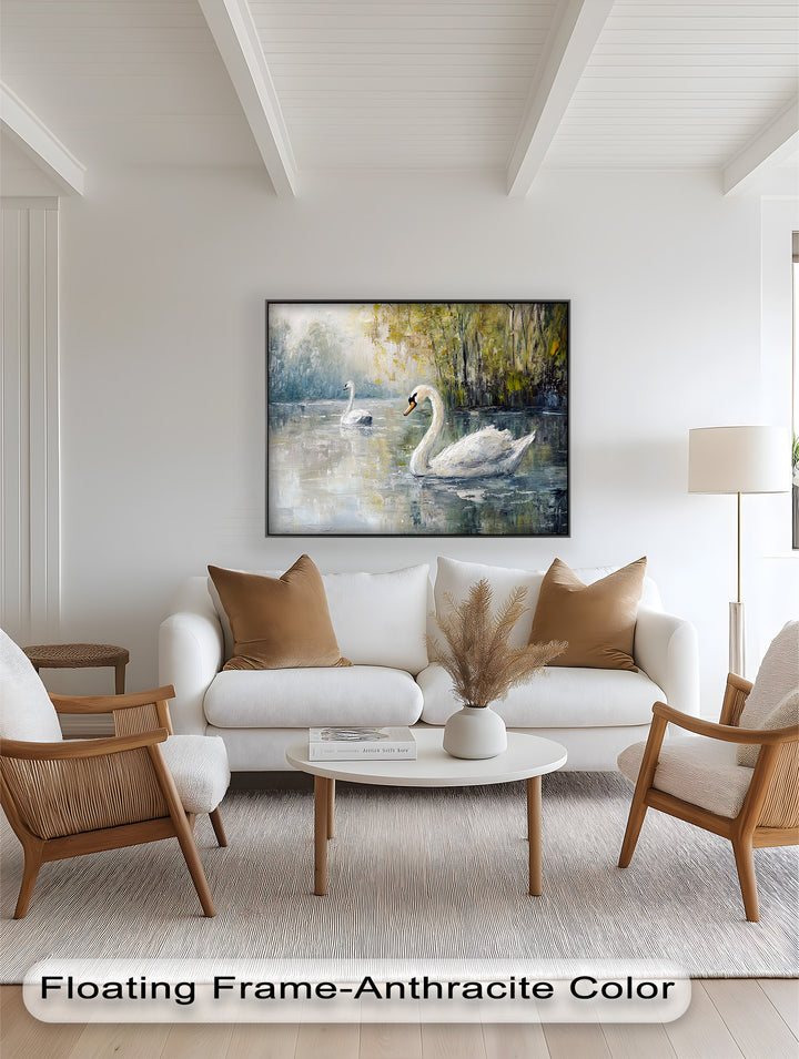 Swans on the Lake – Animal Oil Painting