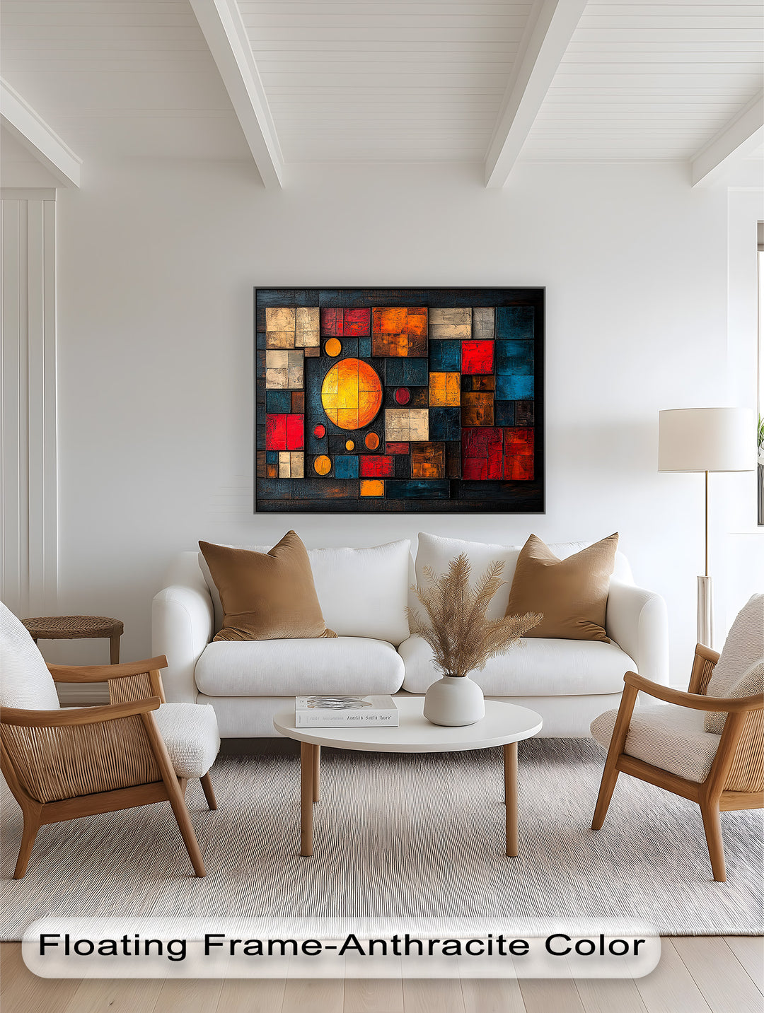 Geometrische Sunburst Fusion – Farbenfrohe Ölgemälde