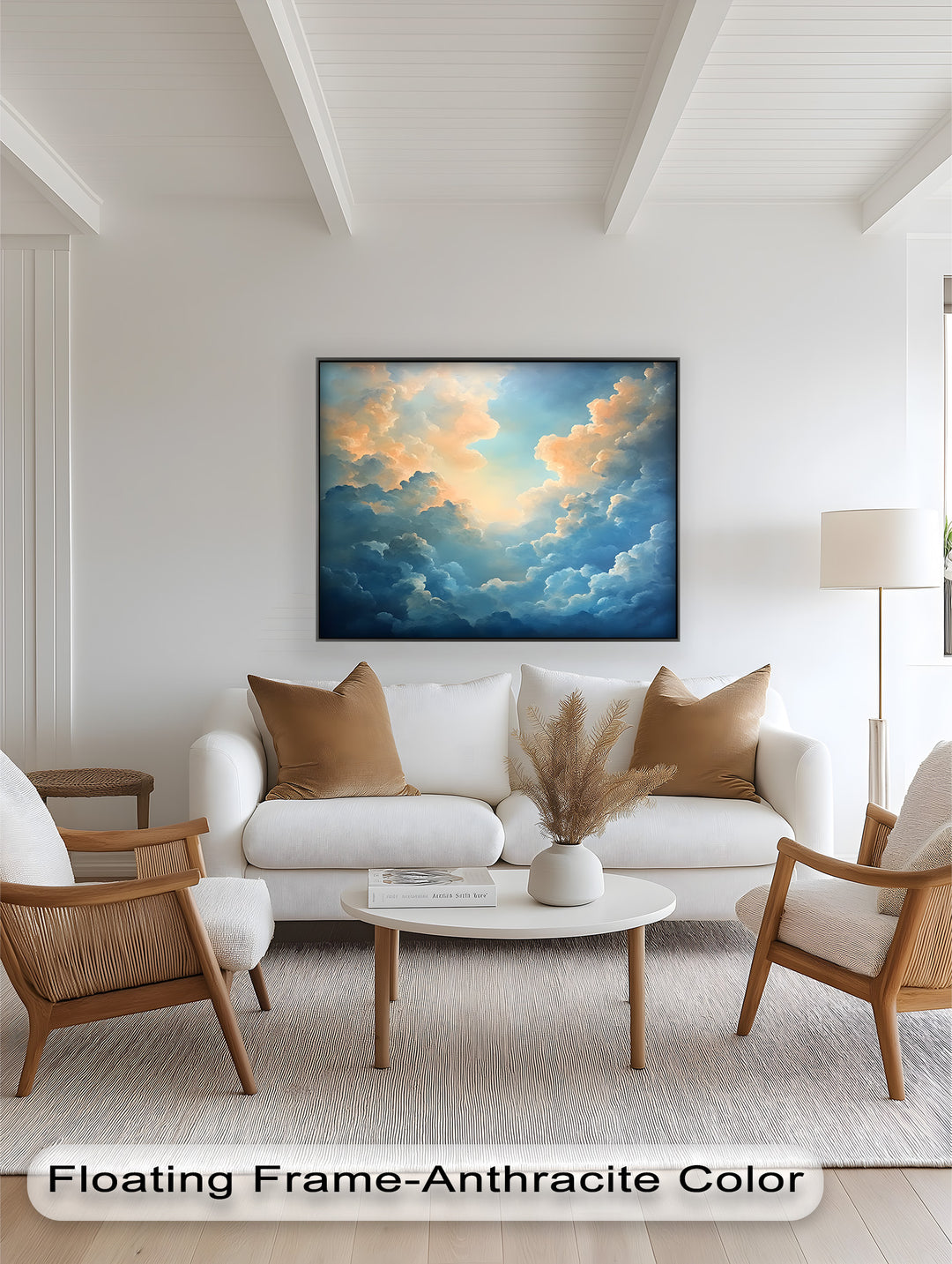 Majestätische Wolkenlandschaft mit ätherischem Glanz – Ölgemälde „Ruhiger Himmel“