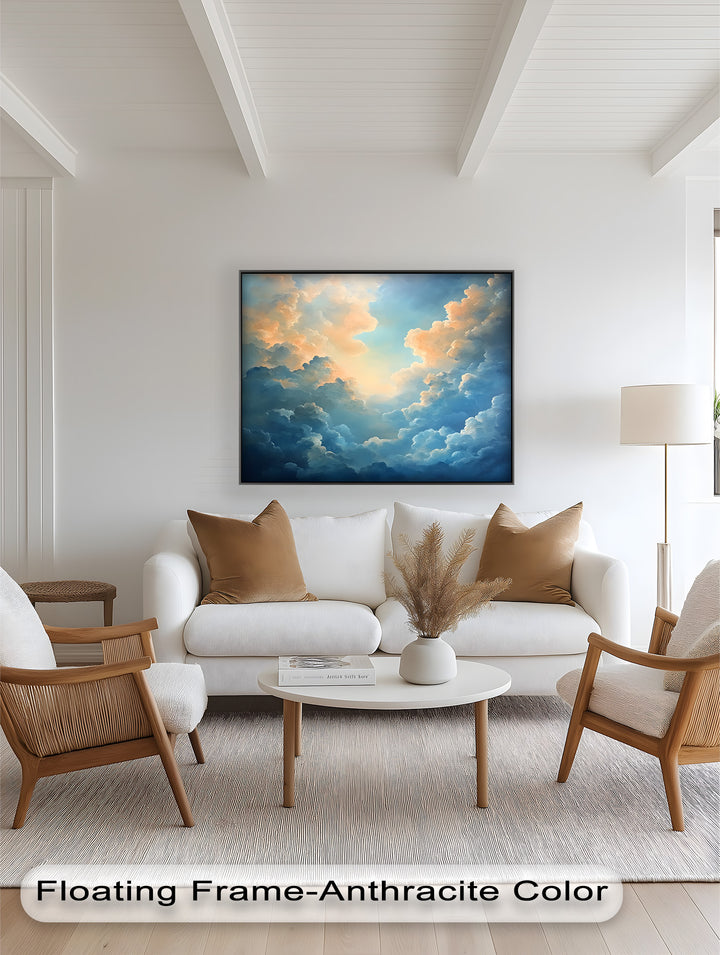 Majestätische Wolkenlandschaft mit ätherischem Glanz – Ölgemälde „Ruhiger Himmel“
