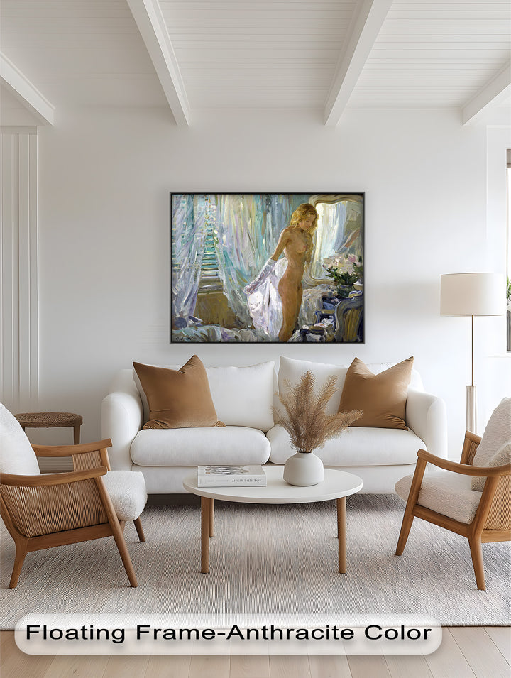 Whispers of Morning Light – Romantic Nude Interior Oil Painting