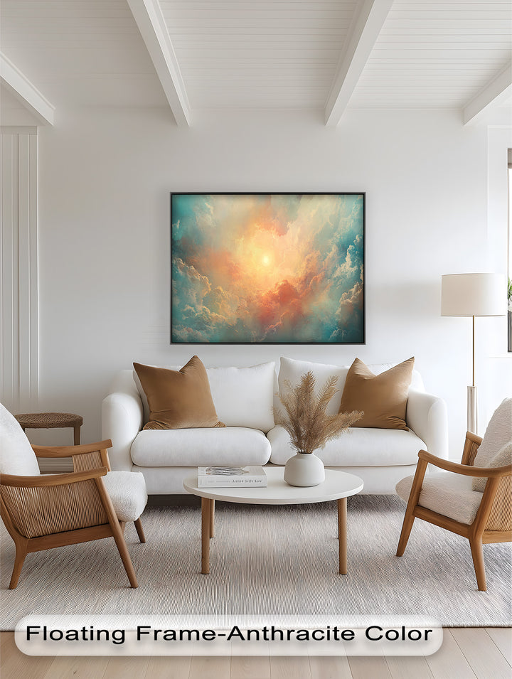 Abstract Sky and Sunlight – Framed Oil Painting
