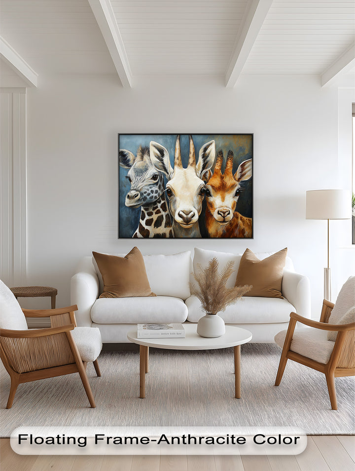 Trio of Giraffes – Animal Oil Painting