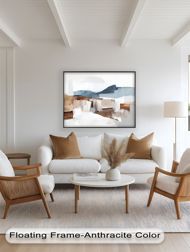 Muted Horizon Layers – Mountain Landscape Abstract Oil Painting