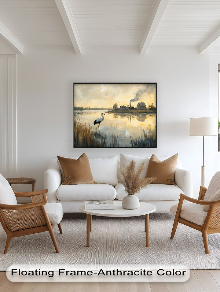 Stork at Dusk – Animal Oil Painting
