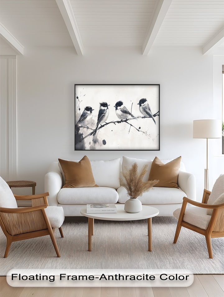 Monochromes Quartett – Vogel-Ölgemälde