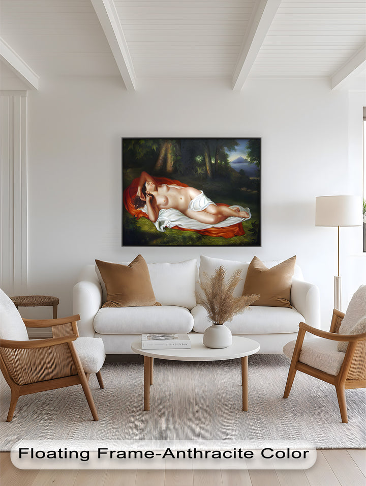 Goddess of the Grove – Renaissance Nude Reclining in Nature Oil Painting