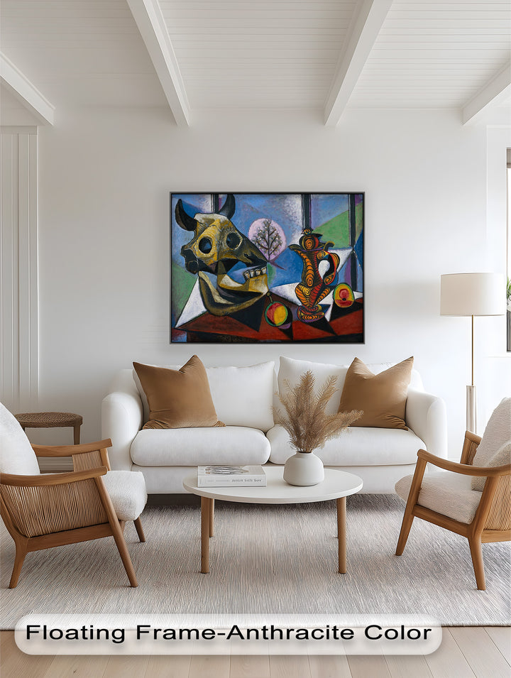 Stillleben mit Totenkopf und Krug – Symbolisches kubistisches Picasso-Ölgemälde