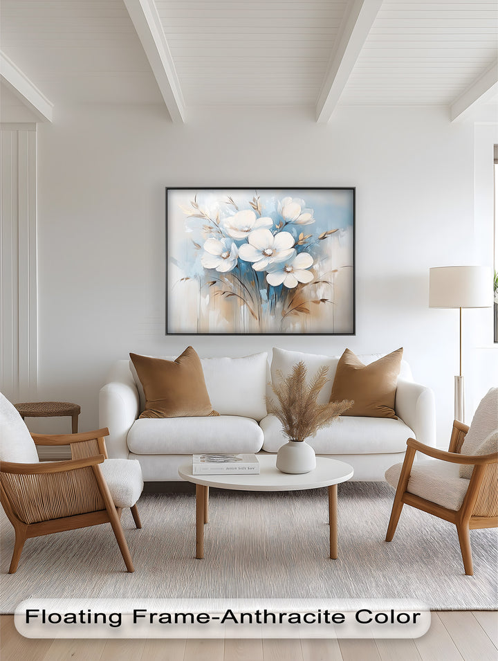 Soft White Blossoms – Floral Oil Painting