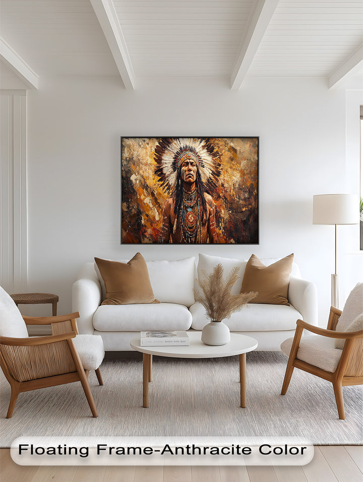 Sacred Flame – Tribal Warrior Portrait Oil Painting