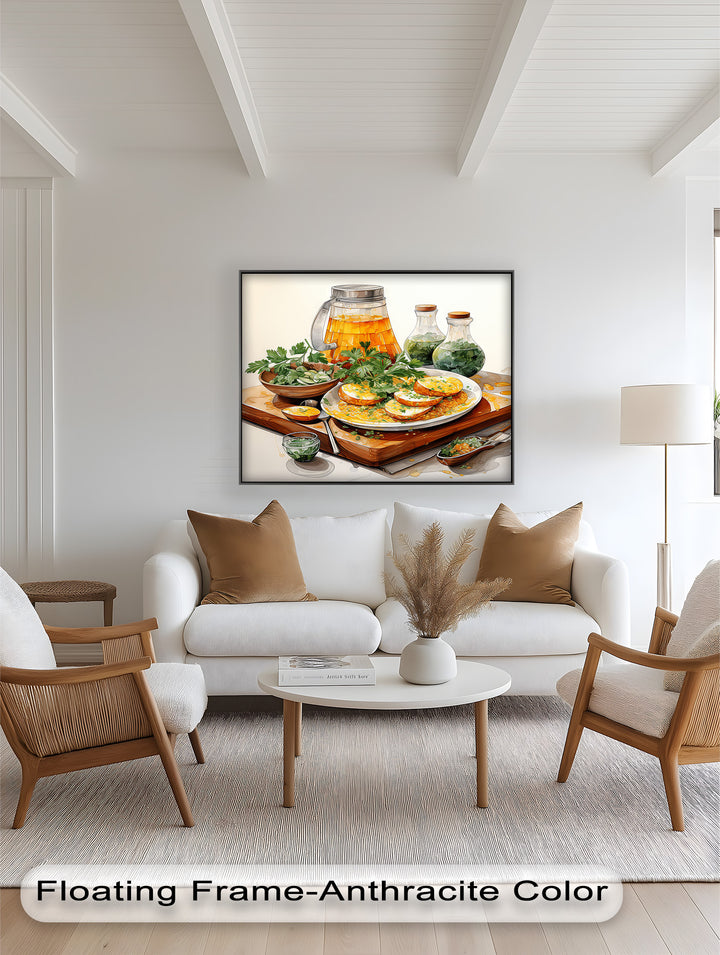 Golden Herb Delight – Rustic Food Still Life Painting