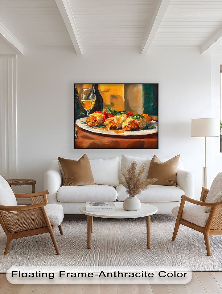 Gefüllte Paprika und Wein – Gourmet-Essszene Food Painting