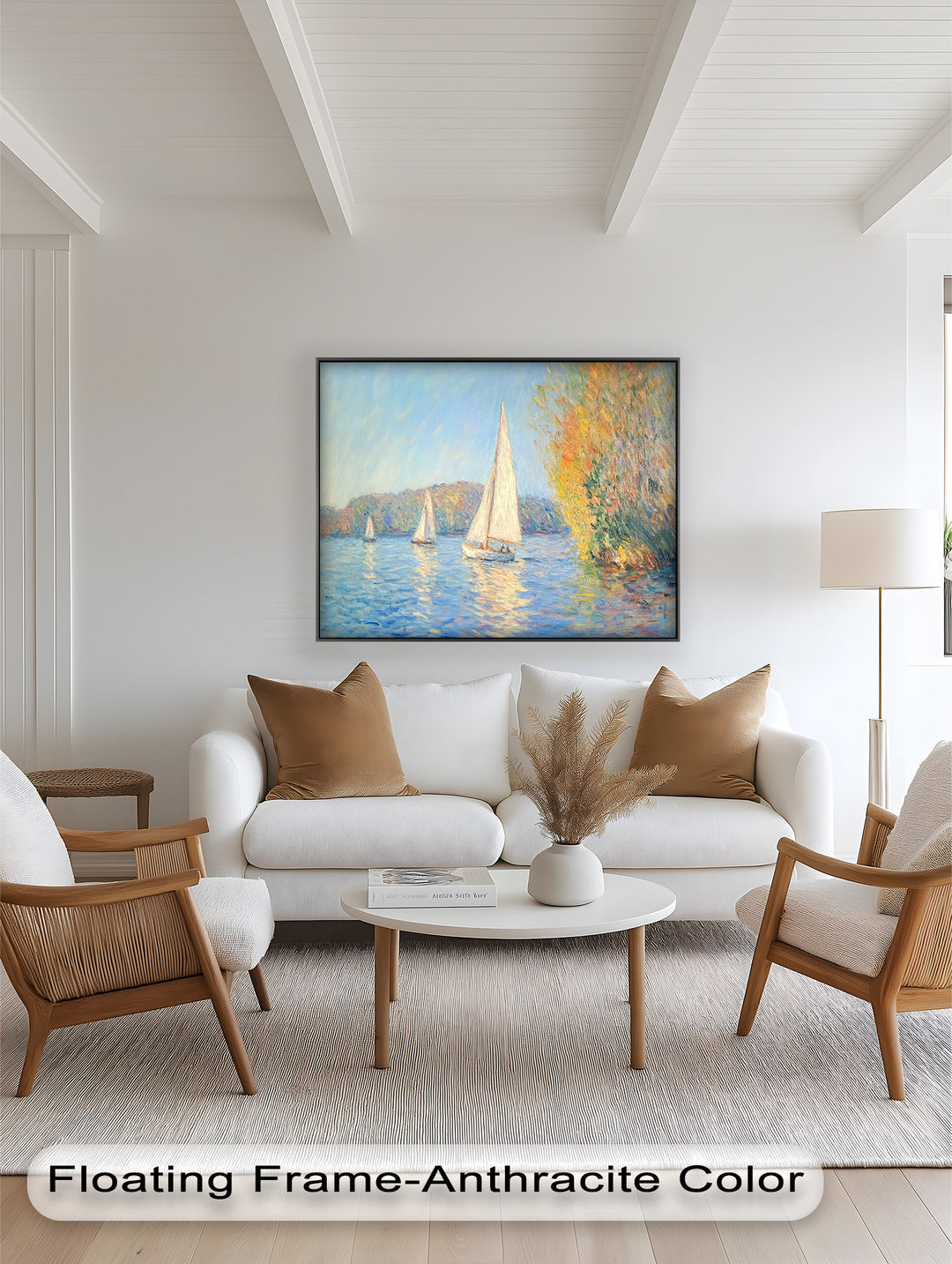 Tranquil Sails at Sunset – Impressionist Boat Scene Oil Painting