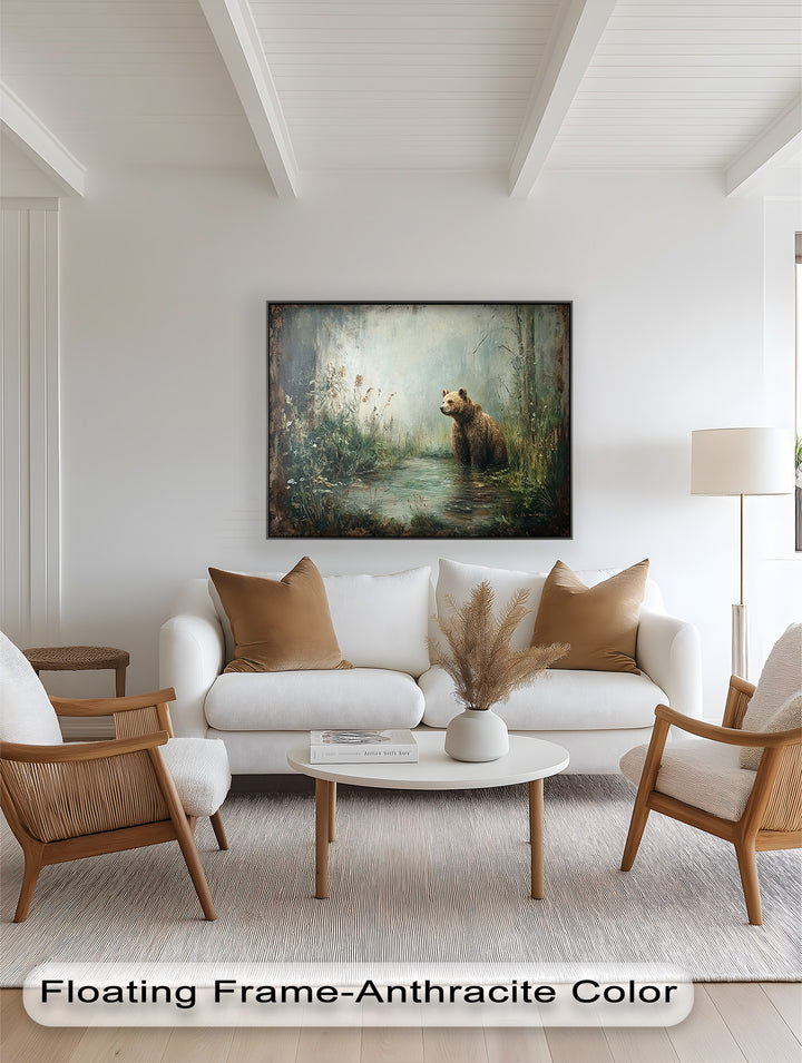 Brown Bear by the Water - Animal Oil Painting