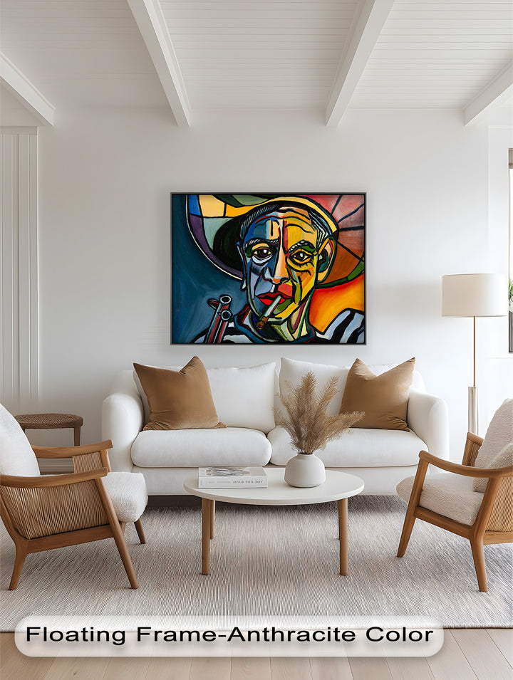 Rebel's Gaze – Bold Cubist Portrait Picasso Oil Painting