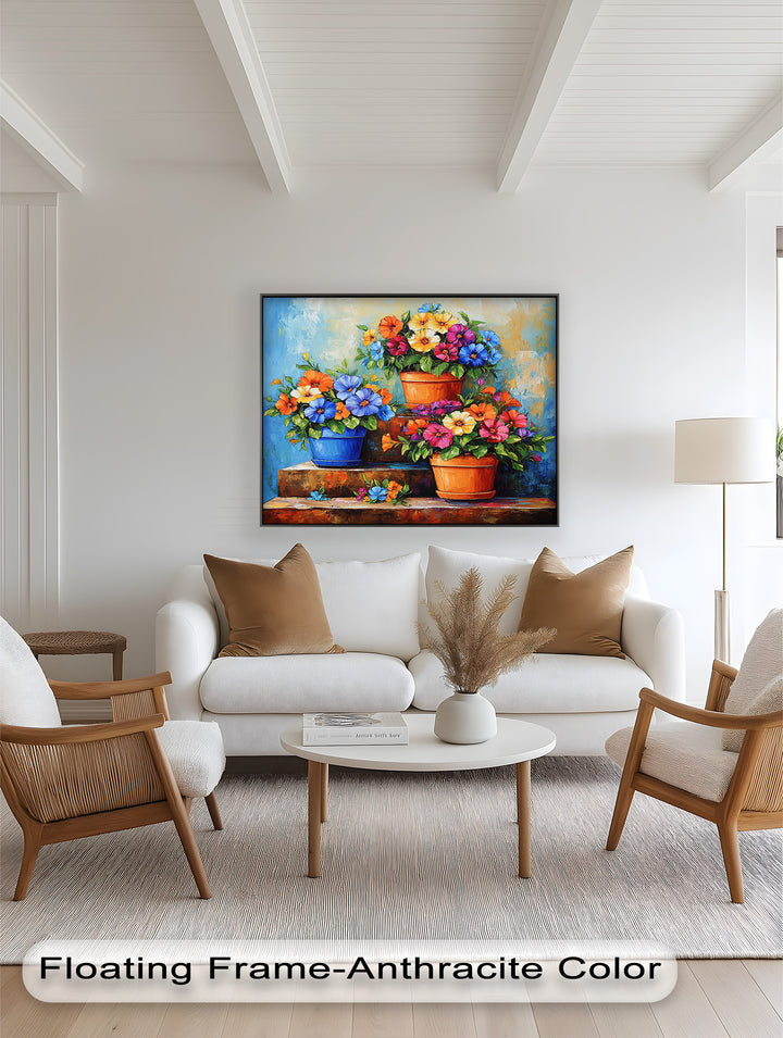 Flower Pots Wall Decor – Botanical Oil Paintings