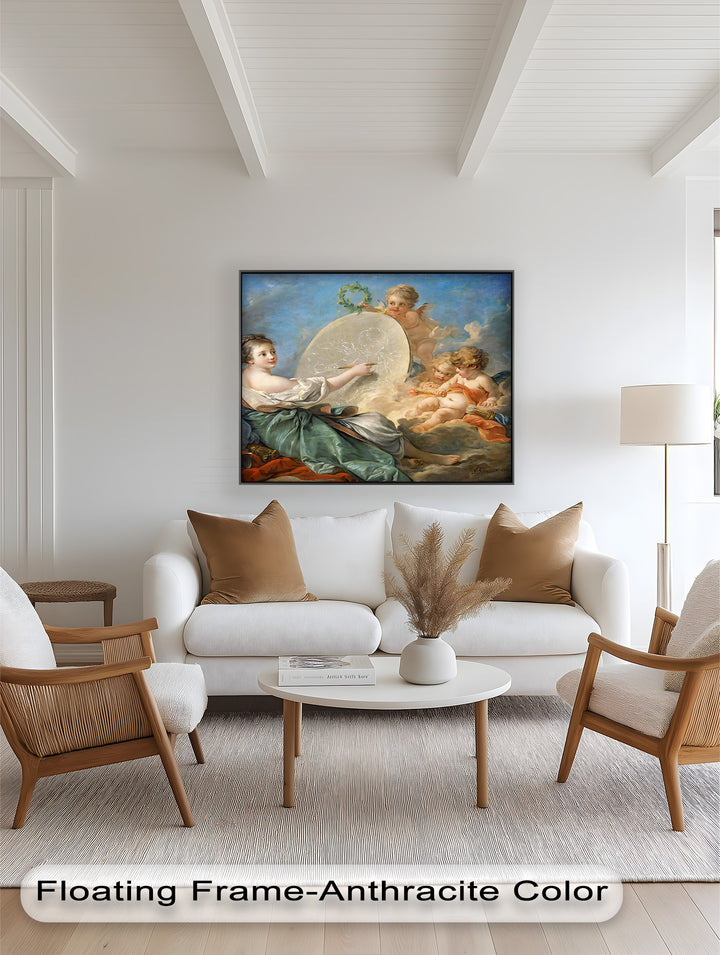 Allegorie der Kunst und Unschuld – Rokoko-Ölgemälde