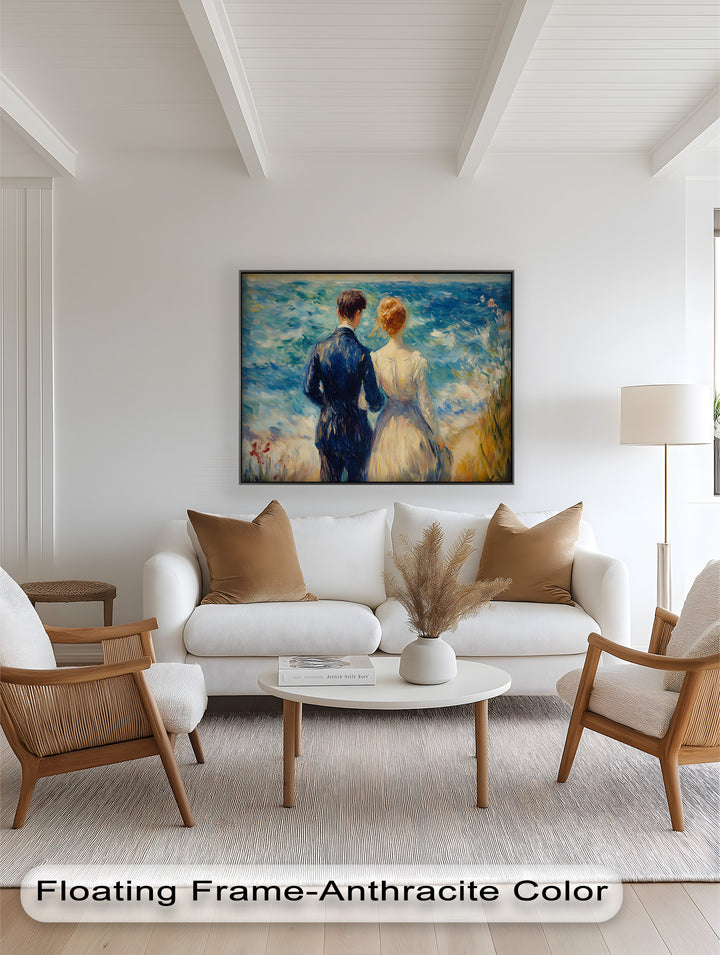 Lovers by the Sea – Romantic Impressionist Oil Painting