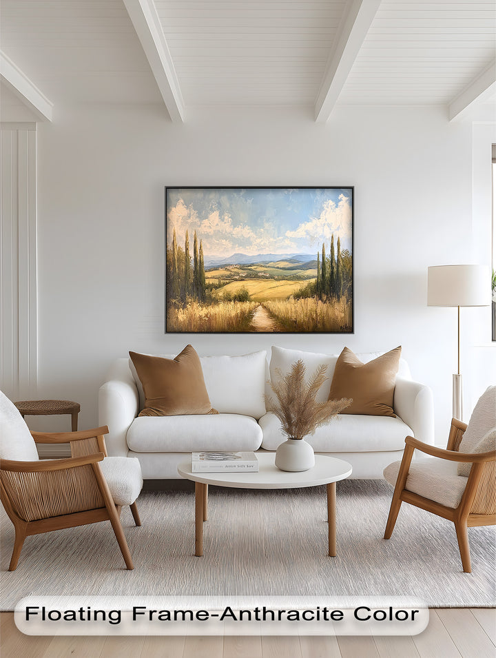 Vintage Aerial View – Scenic Countryside Oil Painting